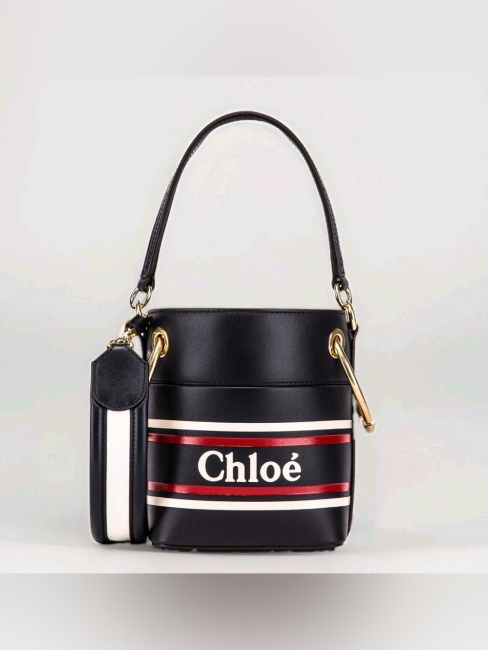 Chloe Bag Runway Piece "Roy" Leather Bucket Bag-Logo Details - Black -Authentic